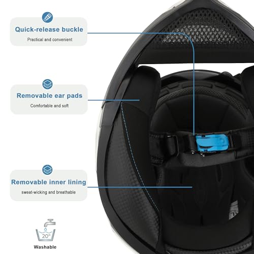 Miniatura 4 de Westt Casco Moto Hombre Y Mujer, Casco Integral, Casco Abatible, Casco Moto Jet, Chopper, Ciclomotor, Scooter, Casco Modular De Moto, Certificado Ece Dot, Blanco, L 59-60 Cm