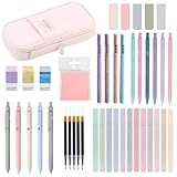 Harsever 42 Stück Schulsachen mit Mäppchen,12 Pastell Textmarker,5 Gelstifte,6 Druckbleistift Schreibwaren Set,Back To School Stuff,Office,Schreibwaren Set für Schüler