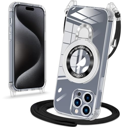 iPhone 15promax�N���A�[�P�[�X�V���v���X�^�C��magsafe�X�g���b�v�z���_�[�Ή��c���ɉf�������邱�Ƃ��ł���iPhone 15promax�X�g���b�v�����߉\�΂ߊ|�����|������h�~�ω��F�ՓˑS�ʕی�������