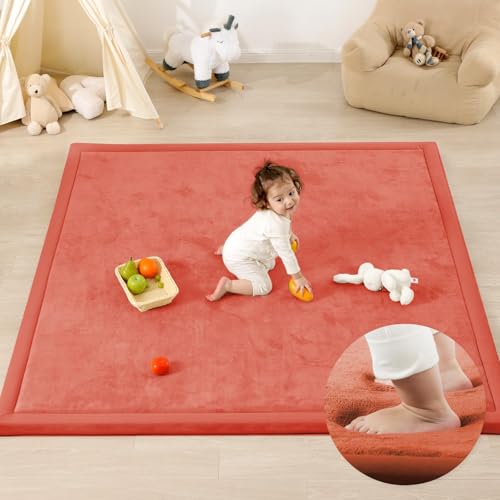 1.3" Thick Baby Play Mat for Floor,59x79 Large Memory Foam Tummy Time Mat | Soft Coral Velvet Nursery Rug, Non Slip for Crawling,Toddlers,Infants,Kids,Yoga &amp; Tatami Style for Living Room