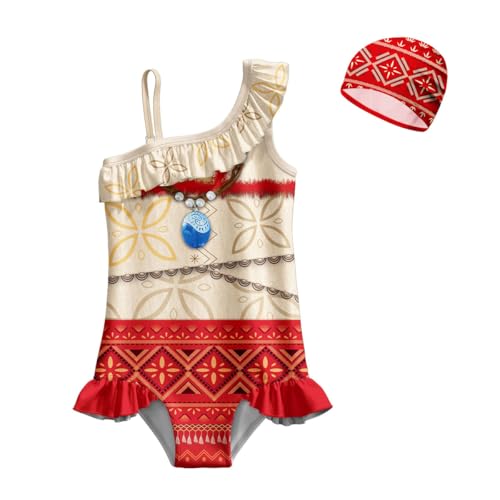 Girls Princess Swimsuit Adventure Outfit with Swim Cap, 3-10 Years