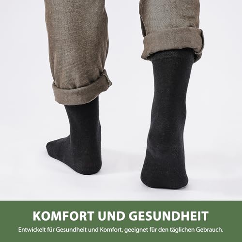 Niorasen Bambus Diabetikersocken, 6 Paar Diabetiker Socken ohne Gummibund & ohne Naht, Bambussocken Gesundheitssocken mit Komfortbund für Herren & Damen, Schwarz Blau Grau 39-42 6