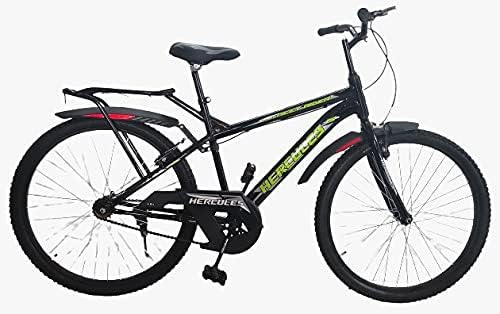 Hercules Street Rider 26T Single Speed Bicycle Carrier Cycle Road Bike Black, Boys Girls, Ideal for 13+ Years, Rigid, 18 Inches