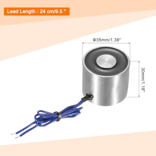 Electroimán Solenoide Redondo uxcell DC 12V 300N 66LB/30Kg miniatura 2