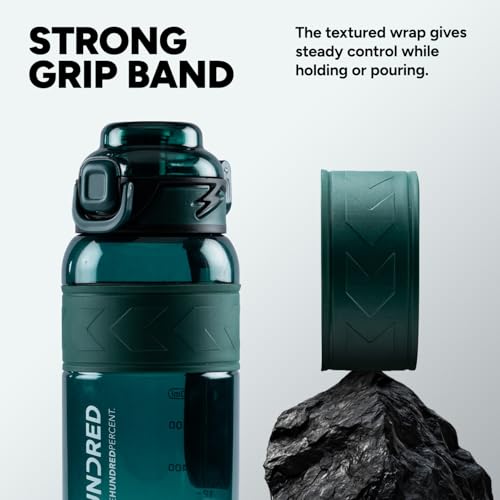 Image of Hundred Rock 1 Litre Water Bottle | 1000ml / 34oz | BPA Free | One Key Open Safety Lock | Spill and Leak Proof Sports, Travel, Gym Bottle (Alpine Green /Green)