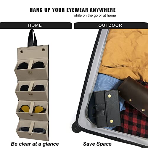 Longjet Sunglasses Organizer Travel Glasses Case Multiple Pairs Eyeglasses Storage Box Hanging Eyewear Holder (Black, 4 Slot)