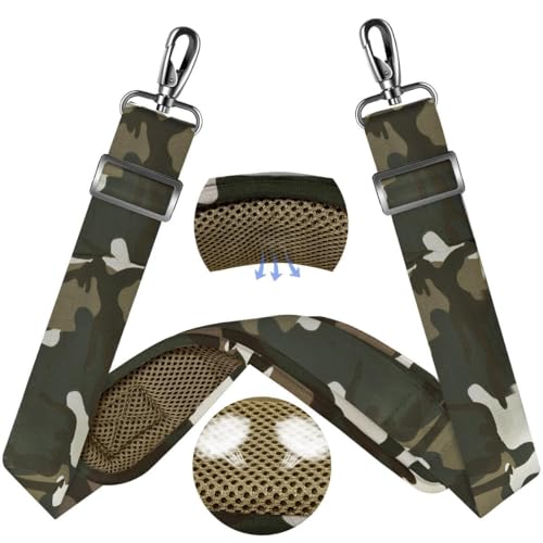 Image of ZINZ 60 inch Universal Bag Strap with Ultra-Thick Fixed Breathable Pad Adjustable Heavy-Duty Shoulder Strap for Laptop Bag Crossbody Luggage Gym Bag Camera Bag and More,Camouflage Green