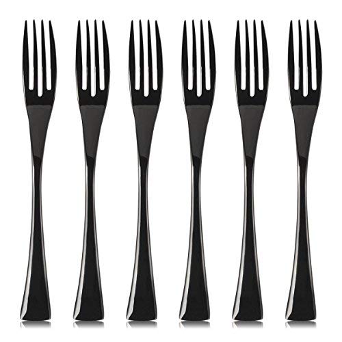 LEKOCH 6 Pezzi Forchette per Pasticceria in Acciaio Inox 17,5 cm, Forchette per Menu, Forchette da Tavola, Forchette per Insalata, Set di Posate (Nero Polacco)