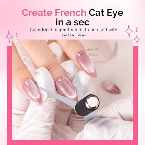 Image of MelodySusie Cat Eye Gel Nail Polish Magnet Set, 2 in 1 Scissor-shaped Nail Magnet Tool,French Effect Cat Eye Magnet, Nail Design Tools for Salon and DIY at Home