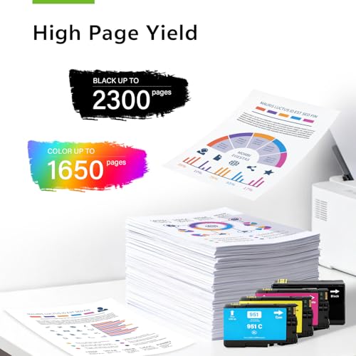 Image of 950XL 951XL Combo Pack Compatible for HP 950 951 Ink Cartridges Combo Pack Work with OfficeJet Pro 8600 8610 8620 8100 8630 8660 8640 8615, 4 Pack