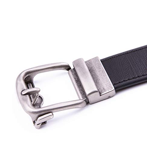 Men's Genuine Leather Ratchet Dress Belt with Automatic Buckle,Adjustiable Size,Handmade leather Strap (40/42, Black2073)3