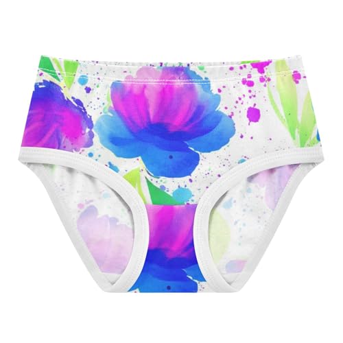 Colorful Girls Underwear Toddler 2t Cotton Girl Panties Cute Watercolor Flowers Purple Blue Briefs Underpants