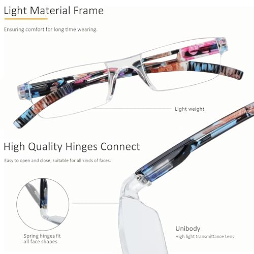 Image of 8 Pack Reading Glasses, Blue Light Blocking Computer Reading Glasses for Women and Men, Lightweight Readers (4 Clear+4 Floral,+4.25Magnification)