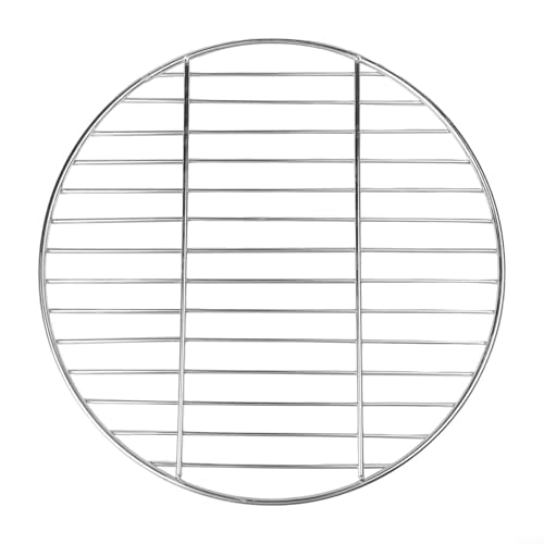 Yhenlovtt Parrilla redonda de acero inoxidable para barbacoa, alta temperatura, distribución uniforme del calor, para una fácil limpieza, para cocinar al aire libre, camping y picnic (38 cm)