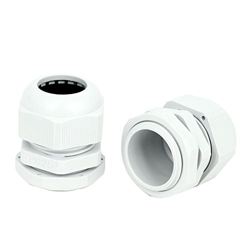 PG25 Cable Glands Fixing Connector Fastener 30mm Dia 2 Pcs White