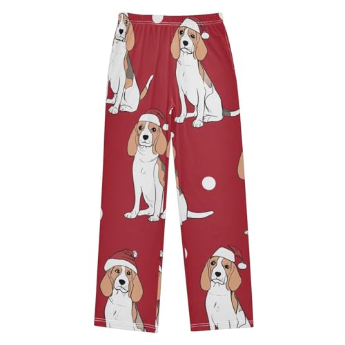 ZZXXB Beagle Snow Boys Long Pants Soft Trousers Elastic Waist Kids Lounge Bottoms with Pockets S-XL