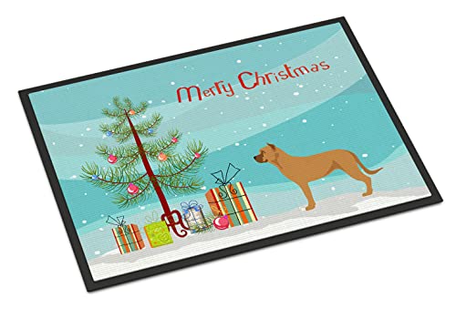 Caroline's Treasures BB8506JMAT Alano Espanol Spanish Bulldog Christmas Doormat 24x36 Front Door Mat Indoor Outdoor Rugs for Entryway, Non Slip Washable Low Pile, 24H X 36W