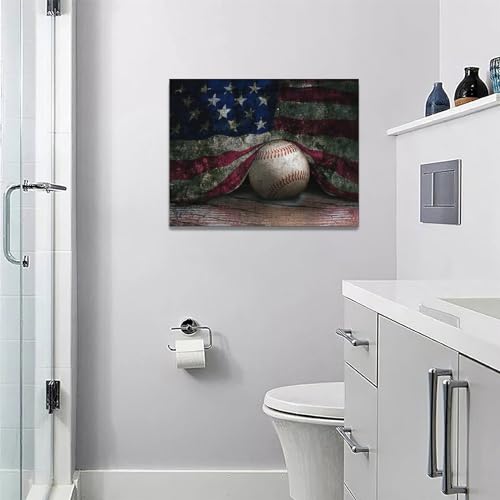 Dollffey Baseball Canvas Wall Art American Flag Pictures For Wall Boys Room Decor Inspirational Baseball Sports Poster Painting Print For Men Bedroom Living Room Office 16 Inchx12 Inch thumb #5