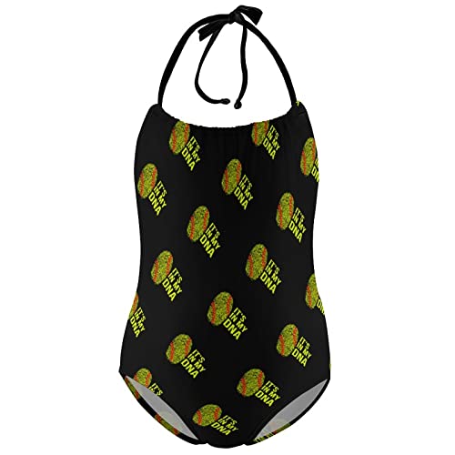 Softball is in My DNA Girl's One Piece Swimsuits Beach Sport Halter Bathing Suit Cute Print Swimwear