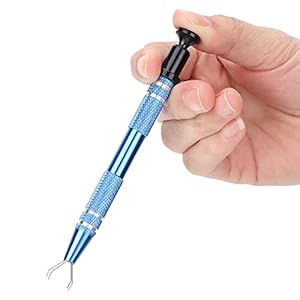 4 Prongs Grabber Jewelry Pick Up Tool, Metal Prong for Pearls Beads Small Parts, Catcher Holder Jewelry Making Accessory(blue)