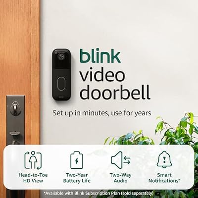 Blink Video Doorbell + Outdoor 4 Wireless smart security cameras, head-to-toe HD view, two-year battery life. Sync Module Core included 3 camera system + Video Doorbell