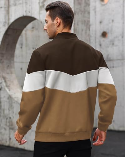 Image of HYPESTFIT Mens Lightweight Jacket Casual Bomber Jacket Color Block Varsity Coat