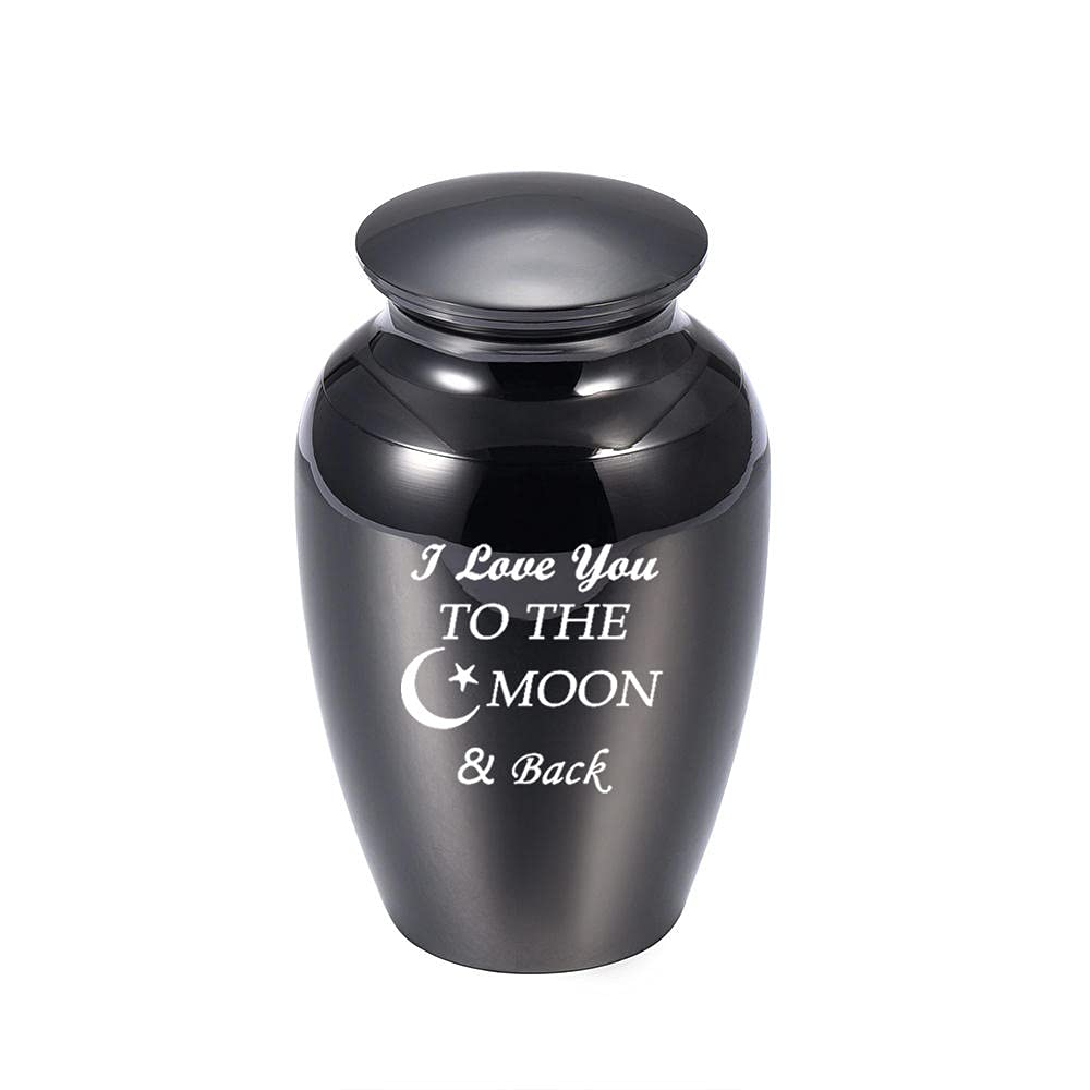 OIJH Cute Rabbit Cremation Urns for Human Ashes I Love You to The Moon and Back Urns Pet Funeral Decorations Jar -Black_Star_Moon_
