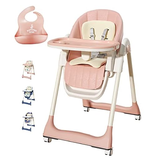silla alta Trona evolutiva bebe plegable - Babero de silicona gratis - Altura regulable - Bandeja extraíble - 4 ruedas direccionales - Asiento cómodo - Funda extraíble y fácil de lavar