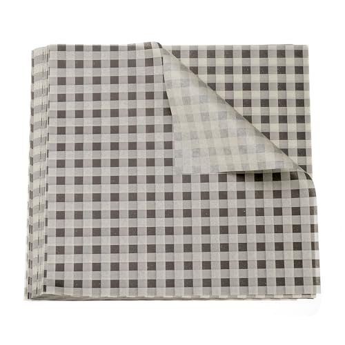 QUARKZMAN 30pcs Papel Antigrasa a Cuadros, Papel para Envolver Alimentos Encerado Envoltura Alimentaria para Cámping Picnic Cesta Fritas Hamburguesa Sándwiches, Marrón, 22x22cm