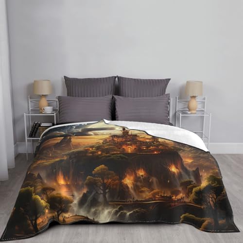 Couverture de lit et canapé en microfibre supérieure imprimé artistique lune - 6