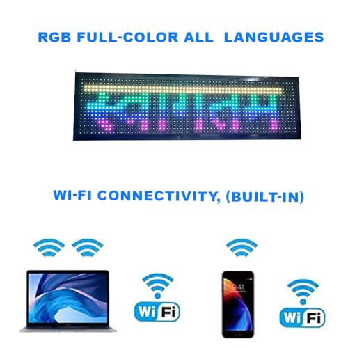 Image of LIAMS P10 RGB LED Scrolling Display Board (8 x 27 Inch), Wi-Fi Enabled | Full Color Programmable Digital Sign Board