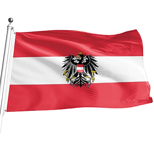 Cosymate Drapeau autrichien avec aigle autrichien 90 x 150 cm avec œillets en laiton, couleurs vives, résistant aux UV, double couture, drapeau national autrichien 90 x 150 cm Cover
