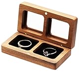 Caja rectangular vintage doble de madera para anillos de boda, ceremonia de boda, 2 anillos, pequeña caja de regalo rústica para anillos de boda, caja de regalo decorativa