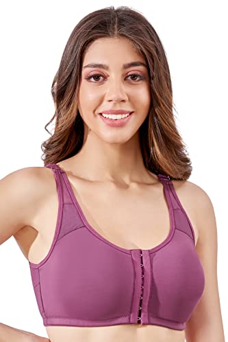 Image of MAROON 922 Women Cotton Brushed Lycra Full Coverage No Bounce, Non-Wired, Non-Padded Front Open Magic Bra with Back Support
