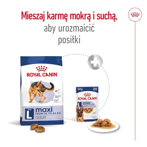 Royal Canin Maxi Adult | 4 kg | Alleinfuttermittel für Hunde großer Rassen | Omega -3 Fettsäuren für Haut und Fell | Abgestimmter Energiegehalt und angepasste Krokettengröße