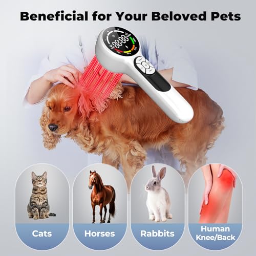 16*650nm & 8*808nm Cold Laser Therapy Device for Dog Cat, 5200mAh Portable Near Red Light Laser Therapy with Protective Cover, Puppy LLLT Pet Treatment Machine for Muscle Pain Relief & Improve Healing - Image 5