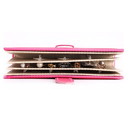 Zoiuytrg Pretty Earring Holder Case Book Shape Earrings Ear Stud Jewelry Storage Box Organizer, Capable For 42 Pairs Of Earrings (Roes Red) #TOP5