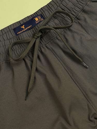 Image of TECHNOSPORT Men's Regular Fit Mid Rise Polyester Solid Cargos for Activewear, Regular Use and Quick Dry