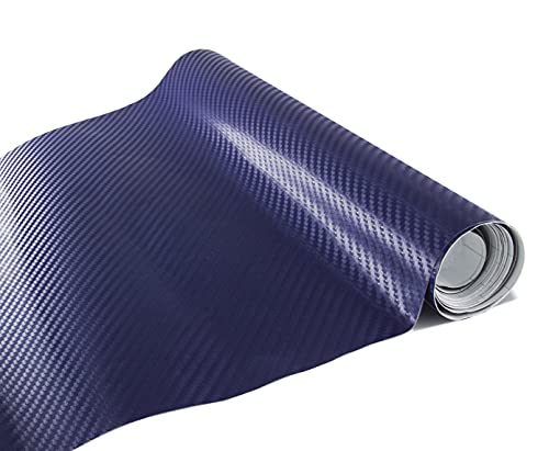 SOWAY Carbon Fiber Vinyl Wrap Surface Weaving Style Apply to Car Wrap or Automotive Interior. (Blue, 4.9ft x 1ft)