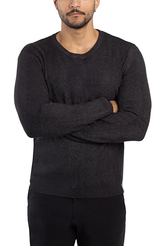 Men's Ribbed Crew Neck Comfortable Fit Sweater, Men's Long Sleeve Mid-Weight Pullover Sweater for Fall4