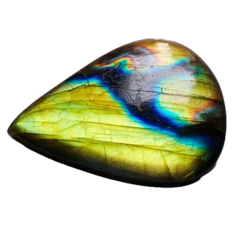 Cabochon en Labradorite jaune naturelle poire 49x39mm pour création de pendentif DIY