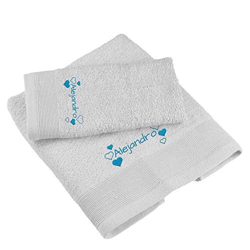 Saquitomagico Juego De Dos Toallas Bordadas Personalizadas Con Tu Nombre.Elige Tu Color Blanco Saquitomagico Juego De Dos Toallas Bordadas Personalizadas Con Tu Nombre.Elige Tu Color Blanco