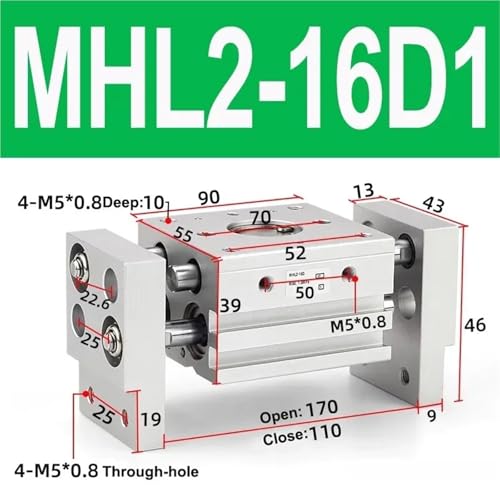 Pince pneumatique MHL2-16D1 type T pour résoudre les arrêts de tri