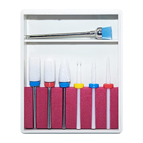 Kit 6 Brocas de Cerâmica 1 Para Lixadeira de Unhas Gel Limpeza Manicure Profissional