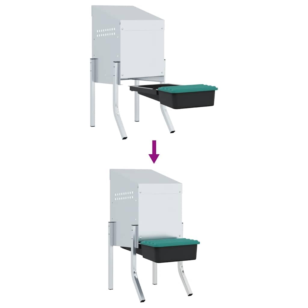Nidera para gallinas con 1 compartimento con patas de acero galvanizado, ponedora para gallinas ponedoras con tapa elevable y bandeja extraíble, altura ajustable y ventilación integrada