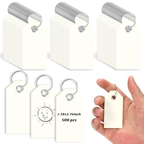 500 Pcs Off ​​White Paper Key Tags with Rings 1.3x2.7inch