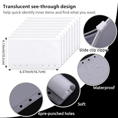Image of SKYDUE Budget Binder, Money Saving Binder with Zipper Envelopes, Cash Envelopes and Expense Budget Sheets for Budgeting (DarkGreen)