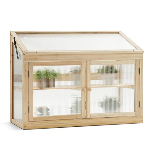 MCombo 2-Tier Wooden Cold Frame Garden Greenhouse Raised