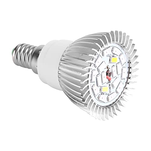 SIXRUN LED Grow Light Bulb, Aluminum Material, 18W 18 LED Beads, E27/E14/GU10 Socket, for Indoor Gardening, Hydroponic Garden, Greenhouse Planting (E14)