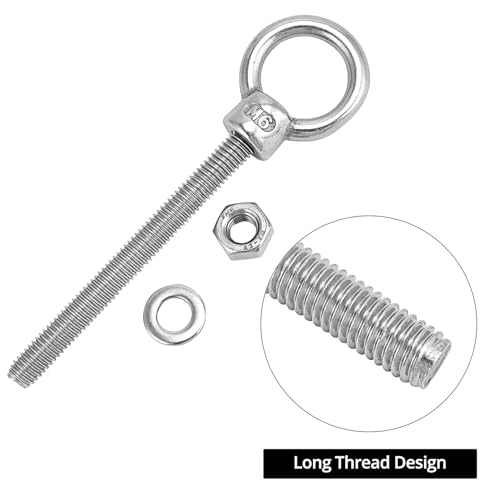 QWORK® 6 Stück Ösenschrauben, M6x60mm Ringschraube aus Edelstahl, Augenschraube, für Befestigung und Aufhängung